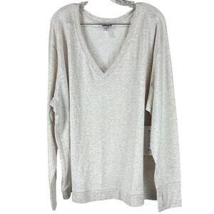 Athleta Sunrise V-Neck Sweatshirt Light Grey Women's Size 3X New With Tags